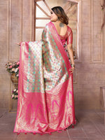 Thumbnail for Vedant Vastram Soft Litchi Silk Kanjeevaram Silk Saree - Parrot - Distacart