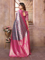 Thumbnail for Vedant Vastram Soft Litchi Silk Kanjeevaram Silk Saree - Pink - Distacart