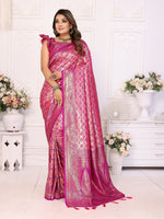 Thumbnail for Vedant Vastram Soft Litchi Silk Kanjeevaram Silk Saree - Rani - Distacart