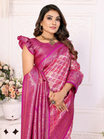 Thumbnail for Vedant Vastram Soft Litchi Silk Kanjeevaram Silk Saree - Rani - Distacart
