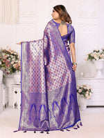Thumbnail for Vedant Vastram Soft Litchi Silk Kanjeevaram Silk Saree - Royal Blue - Distacart