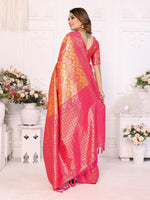 Thumbnail for Vedant Vastram Soft Litchi Silk Kanjeevaram Silk Saree - Orange - Distacart