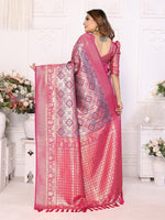 Thumbnail for Vedant Vastram Soft Litchi Silk Kanjeevaram Silk Saree - Pink - Distacart