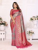 Thumbnail for Vedant Vastram Soft Litchi Silk Kanjeevaram Silk Saree - Rama - Distacart