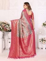 Thumbnail for Vedant Vastram Soft Litchi Silk Kanjeevaram Silk Saree - Rama - Distacart