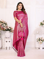 Thumbnail for Vedant Vastram Soft Litchi Silk Kanjeevaram Silk Saree - Rani - Distacart