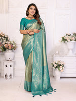Thumbnail for Vedant Vastram Tissue Silk Kanjeevaram Silk Saree - Rama - Distacart