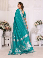 Thumbnail for Vedant Vastram Soft Litchi Silk Banarasi Silk Saree - Turquoise - Distacart