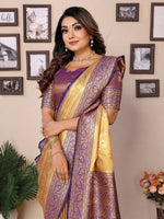 Thumbnail for Vedant Vastram Tissue Silk Kanjeevaram Silk Saree - Gold - Distacart