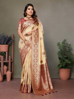 Thumbnail for Vedant Vastram Viscose Silk Kanjeevaram Silk Saree - Maroon - Distacart
