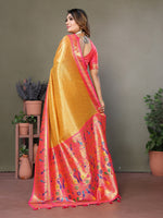 Thumbnail for Vedant Vastram Tissue Silk Paithani Silk Saree - Mustard - Distacart