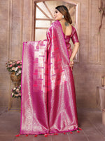 Thumbnail for Vedant Vastram Soft Litchi Silk Kanjeevaram Silk Saree - Purple - Distacart