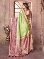 Thumbnail for Vedant Vastram Tissue Silk Kanjeevaram Silk Saree - Parrot - Distacart