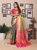 Thumbnail for Vedant Vastram Tissue Silk Patola Design Kanjeevaram Silk Saree - Mahendi - Distacart