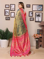 Thumbnail for Vedant Vastram Tissue Silk Patola Design Kanjeevaram Silk Saree - Mahendi - Distacart
