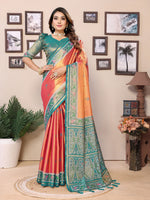 Thumbnail for Vedant Vastram Tissue Silk Patola Design Kanjeevaram Silk Saree - Orange - Distacart