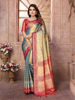 Thumbnail for Vedant Vastram Tissue Silk Patola Design Kanjeevaram Silk Saree - Grey - Distacart