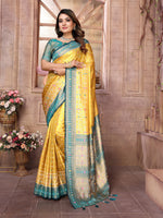 Thumbnail for Vedant Vastram Tissue Silk Patola Design Kanjeevaram Silk Saree - Yellow - Distacart