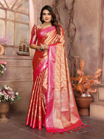Thumbnail for Vedant Vastram Tissue Silk Kanjeevaram Silk Saree - Orange - Distacart