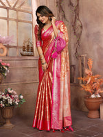 Thumbnail for Vedant Vastram Tissue Silk Kanjeevaram Silk Saree - Orange - Distacart