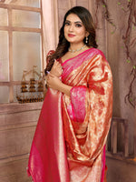Thumbnail for Vedant Vastram Tissue Silk Kanjeevaram Silk Saree - Orange - Distacart