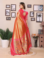 Thumbnail for Vedant Vastram Tissue Silk Paithani Silk Saree - Orange - Distacart