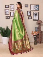 Thumbnail for Vedant Vastram Tissue Silk Paithani Silk Saree - Parrot - Distacart