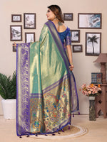 Thumbnail for Vedant Vastram Tissue Silk Paithani Silk Saree - Pista - Distacart