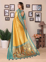 Thumbnail for Vedant Vastram Tissue Silk Paithani Silk Saree - Yellow - Distacart