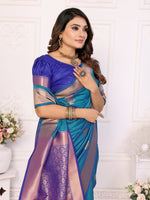 Thumbnail for Vedant Vastram Soft Litchi Silk Banarasi Silk Saree - Rama - Distacart