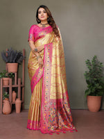 Thumbnail for Vedant Vastram Tissue Silk Leheriya Design Kanjeevaram Silk Saree - Gold - Distacart