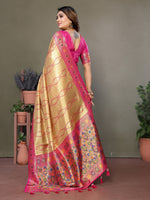 Thumbnail for Vedant Vastram Tissue Silk Leheriya Design Kanjeevaram Silk Saree - Gold - Distacart