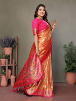 Thumbnail for Vedant Vastram Tissue Silk Leheriya Design Kanjeevaram Silk Saree - Orange - Distacart