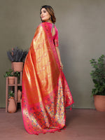 Thumbnail for Vedant Vastram Tissue Silk Leheriya Design Kanjeevaram Silk Saree - Orange - Distacart