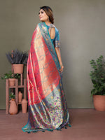 Thumbnail for Vedant Vastram Tissue Silk Leheriya Design Kanjeevaram Silk Saree - Peach - Distacart