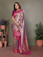 Thumbnail for Vedant Vastram Tissue Silk Leheriya Design Kanjeevaram Silk Saree - Sky Blue - Distacart