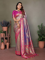 Thumbnail for Vedant Vastram Tissue Silk Leheriya Design Kanjeevaram Silk Saree - Sky Blue - Distacart