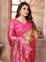 Thumbnail for Vedant Vastram Tissue Silk Paithani Silk Saree - Cream - Distacart