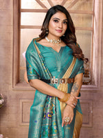 Thumbnail for Vedant Vastram Tissue Silk Paithani Silk Saree - Yellow - Distacart