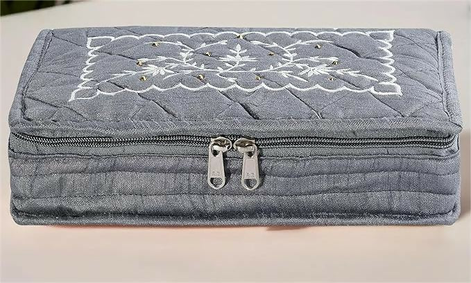 Asmaani 7 Pocket Grey Embroidery Jewellery Kit - Distacart