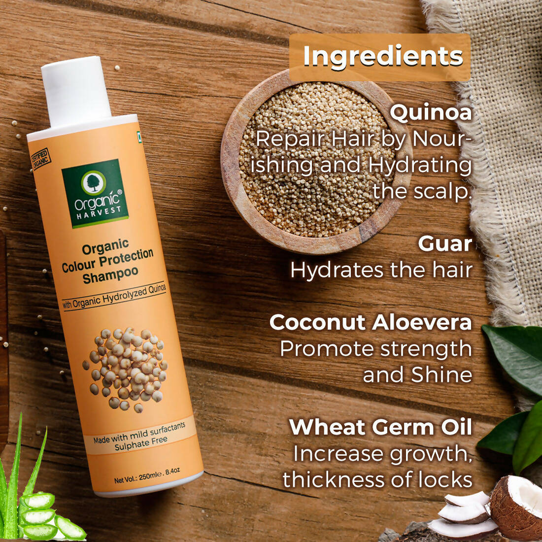 Organic Harvests Organic Color Protect Quinoa Shampoo - Distacart