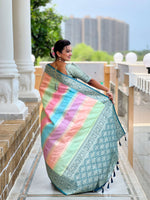 Thumbnail for Vedant Vastram Soft Litchi Silk Fancy Jacquard Bollywood Saree - Morpich - Dista