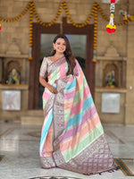 Thumbnail for Vedant Vastram Soft Litchi Silk Fancy Jacquard Bollywood Saree - Wine - Dista