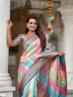 Thumbnail for Vedant Vastram Soft Litchi Silk Fancy Jacquard Bollywood Saree - Wine - Dista