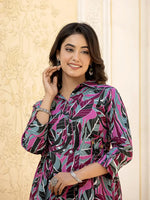 Thumbnail for Yufta Multi Leaf Print Cotton Co-Ord Set