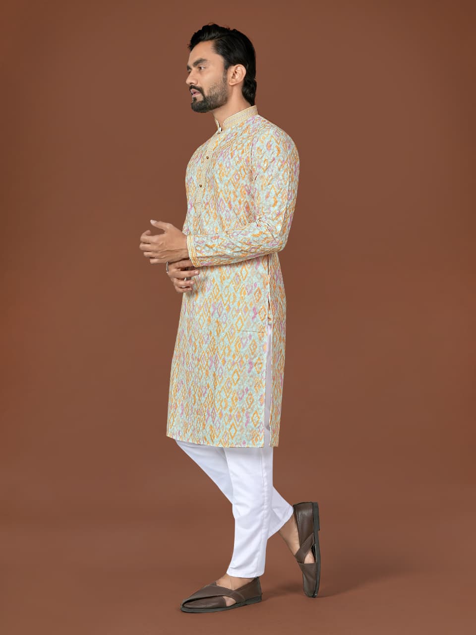 Anaita Multi Lucknowi Silk Straight Kurta - Distacart