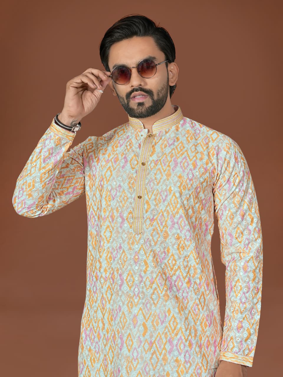 Anaita Multi Lucknowi Silk Straight Kurta - Distacart