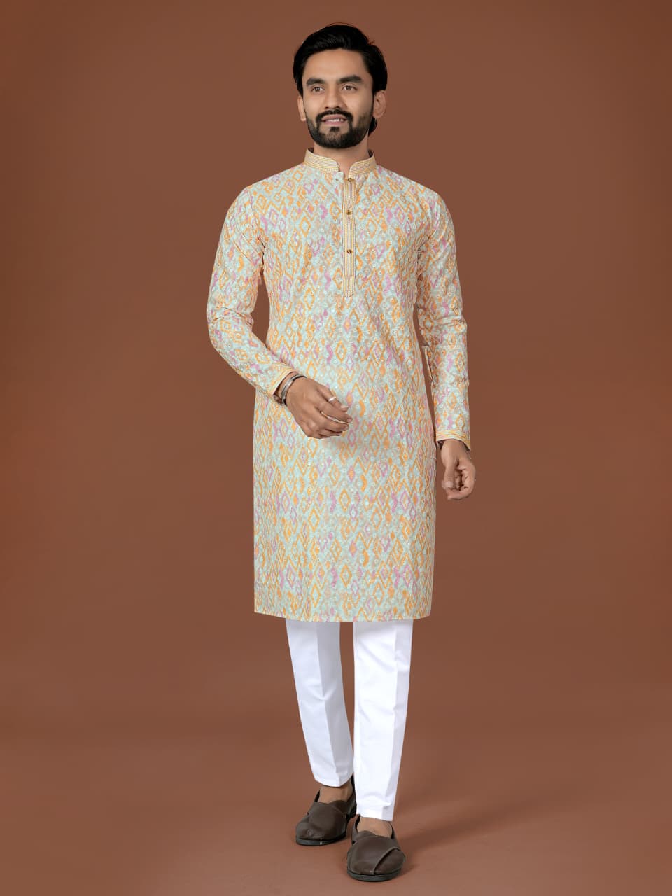 Anaita Multi Lucknowi Silk Straight Kurta - Distacart