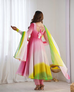 Thumbnail for Evanik Multi Colour Pure Soft Georgette Colorful Padding Anarkali Suit