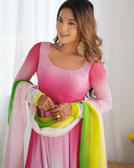 Thumbnail for Evanik Multi Colour Pure Soft Georgette Colorful Padding Anarkali Suit